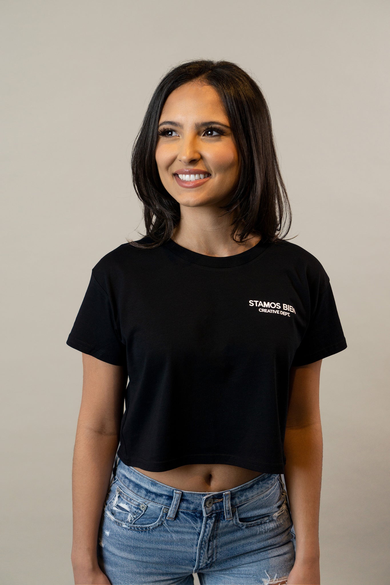 State of Happiness Black Crop Tee