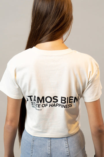 State of Happiness Cream Crop Tee