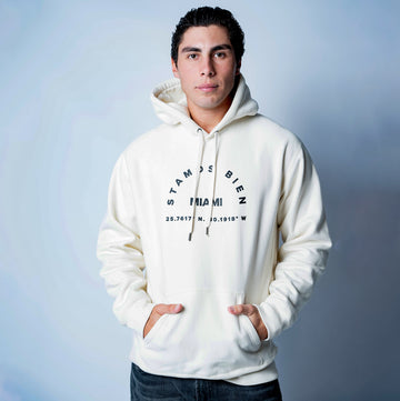 Ivory heavy hoodie with Miami inspire 